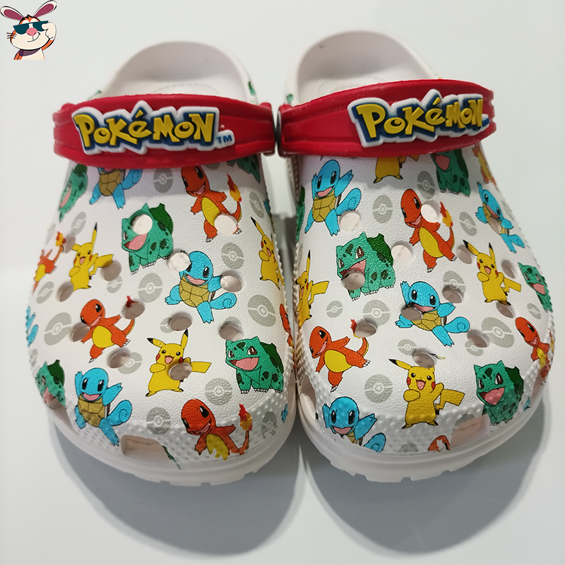 Miniso pokemoned buraco sandálias pikachu squirtle charmander chinelos sandálias kawaii anime casa sapatos de praia chinelos de verão crianças