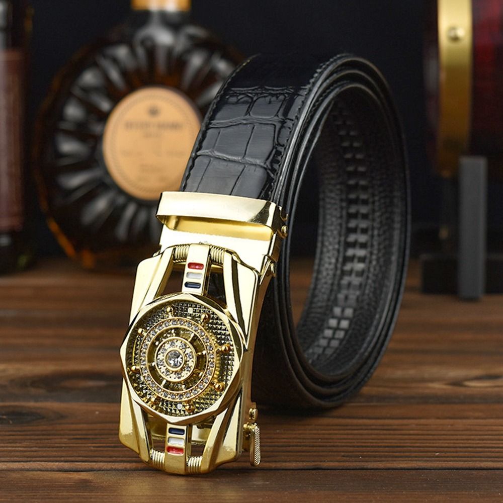 Geluk Is Op De Draai 4.0 Cm Riem Automatische Gesp Mannen Business Headless Sportwagen Model Roterende Holle Broek gesp