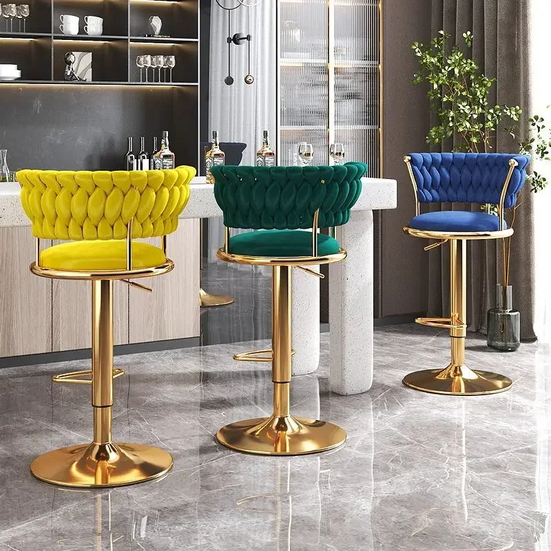 Black And Golds Barhocker Beige Hohe Küche Home Licht Luxus Rückenlehne Stuhl Iron Island Tabourets De Bar Esszimmerstühle Hocker