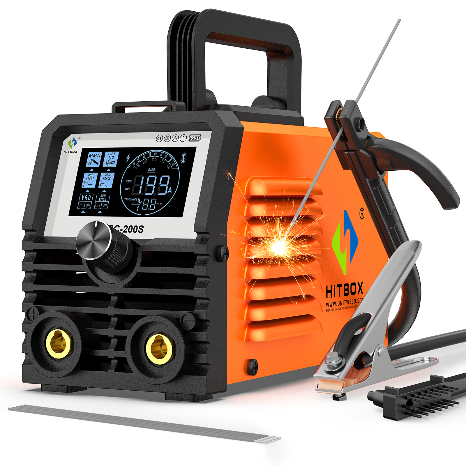 HITBOX ARC200 220V Staaflasmachine 2-in-1 MMA/LIFT TIG Mini Draagbare Huishoudelijke Lastechniek IGBT Inverter LED Digitaal Display Lastechniek