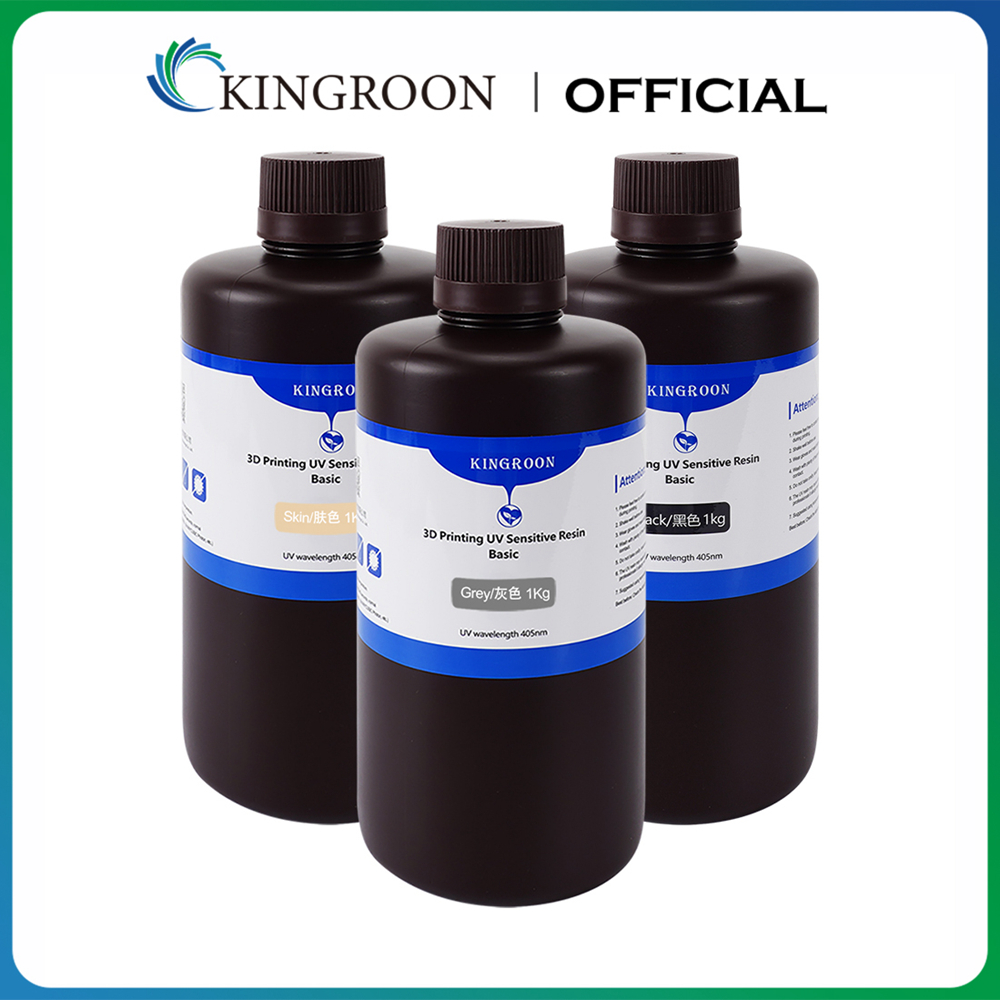 KINGROON Resin UV 405nm untuk pencetak 3D Resin fotopolymer cair untuk pencetakan 3D LCD bahan standar 1KG hitam abu-abu putih
