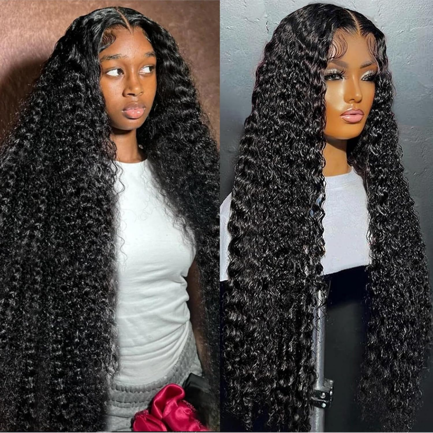 Perucas Frontais de Renda HD de 40 Polegadas 13x6 com Ondas Profundas, Perucas Brasileiras de Cabelo Humano Cacheado com Ondas de Água 13x4 para Mulheres, Densidade 220