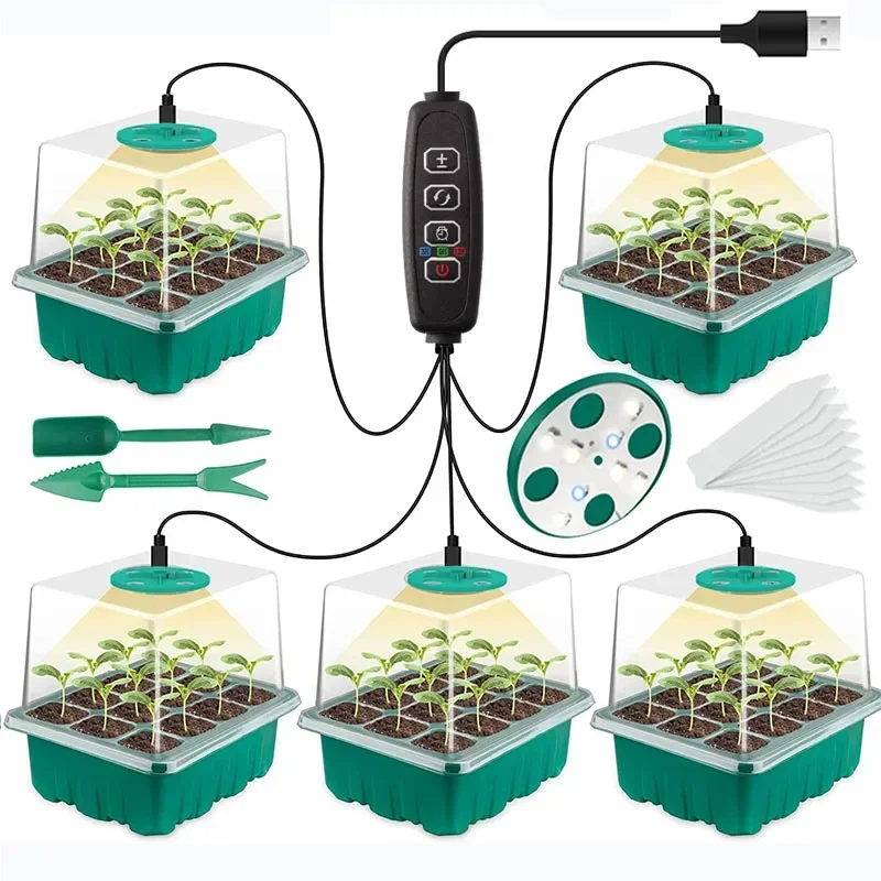 Nueva lámpara LED de cultivo de espectro completo, bandejas de inicio de semillas, lámpara de cultivo de invernadero para plantas de interior, Control inteligente de germinación