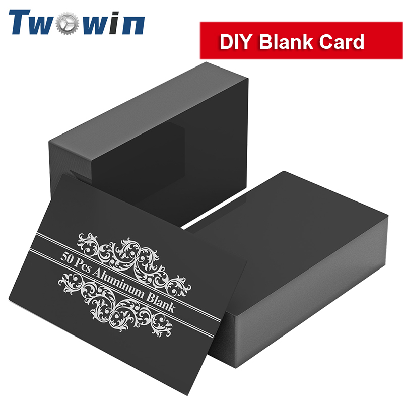 50 Uds. Tarjeta en blanco para marcado láser, tarjeta de nombre de Metal de aluminio DIY, área de grabado de 85 y 55mm para máquina de grabado láser CNC