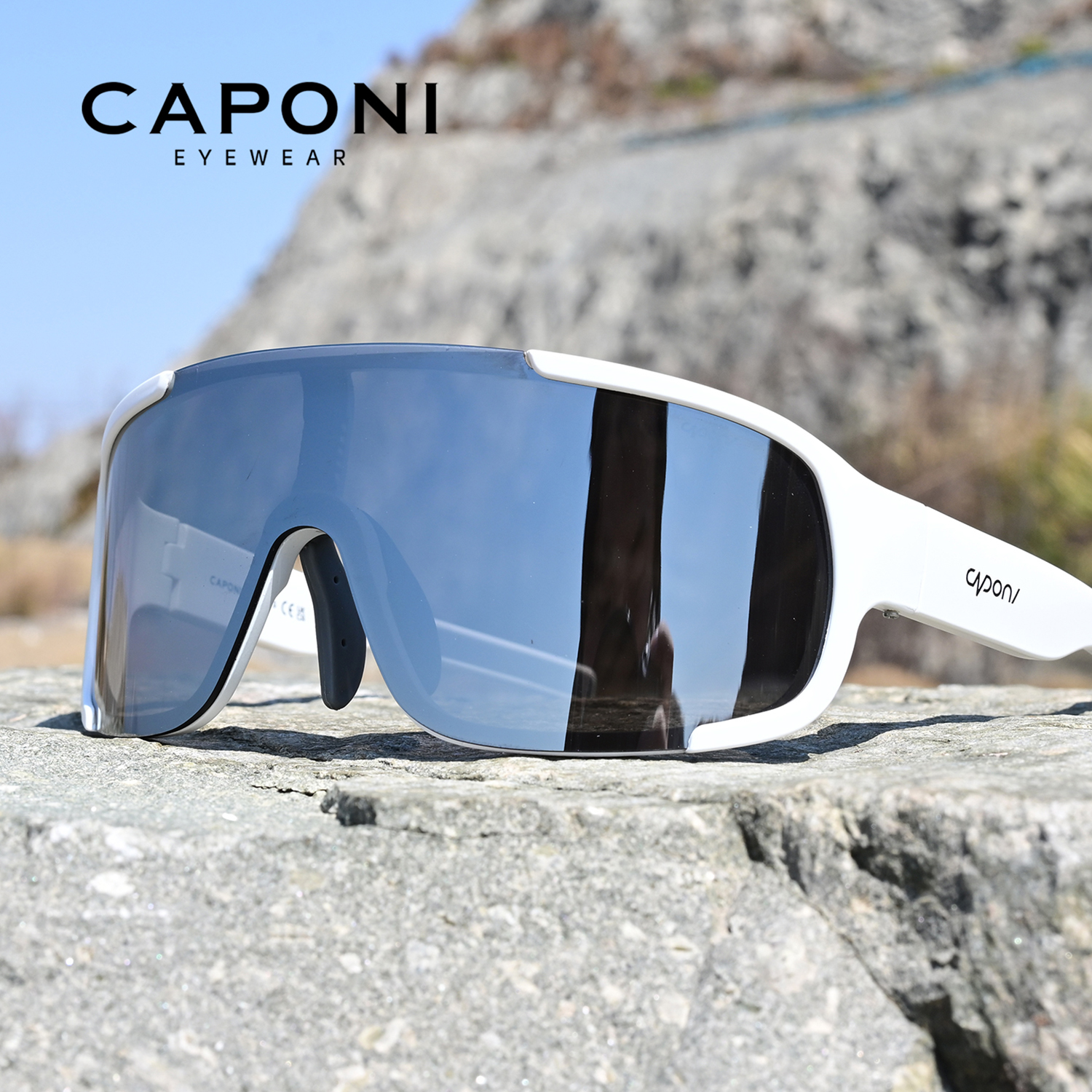 CAPONI Polarisierte Herren-Sonnenbrille, coole, photochrome Sonnenbrille mit Farbverlauf, UV400, staubdicht, winddicht, TR-90-Brille, BS36304