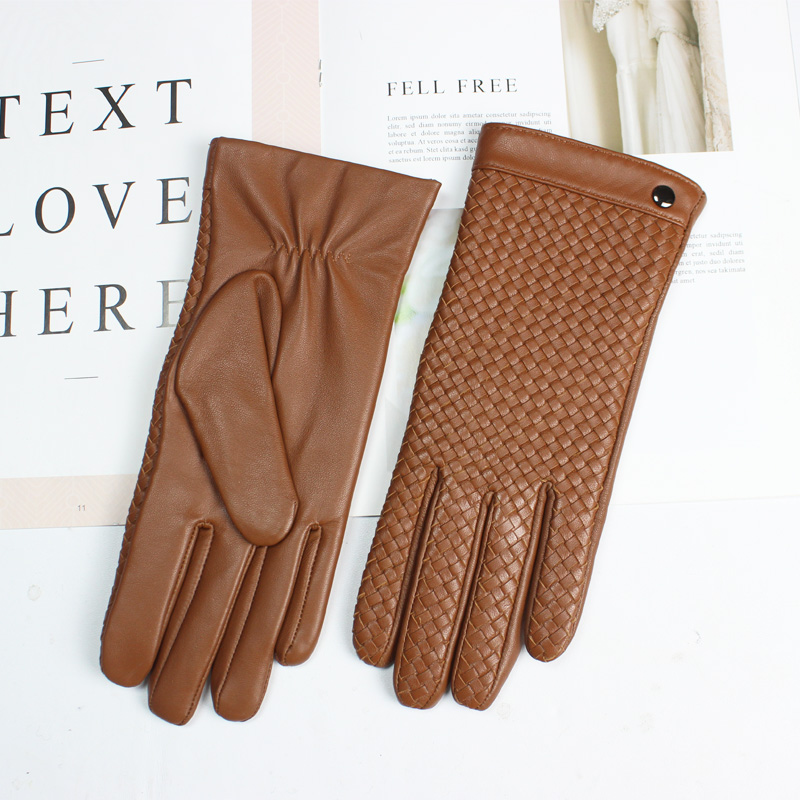 Nuevos Guantes de Piel de Oveja para Mujer, con Pantalla Táctil, de Moda, Tejidos, con Forro de Lana Cálida, Guantes de Conducción de Alta Gama