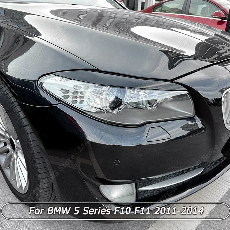 For BMW 5 Series F10 F11 2011-2014 Car Eyelid Front Headlight Eyebrow Cover Eye Lid Trim Sticker Gloss Black ABS Car Accessories