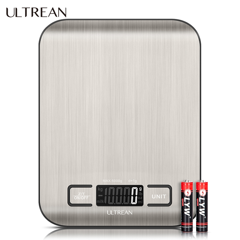 Ultranเครื่องชั่งในครัวแบบดิจิตอล5000g/1g เครื่องชั่งอาหารมัลติฟังก์ชั่น, จอแสดงผล LCD เครื่องชั่งกันน้ำที่แม่นยำสูง