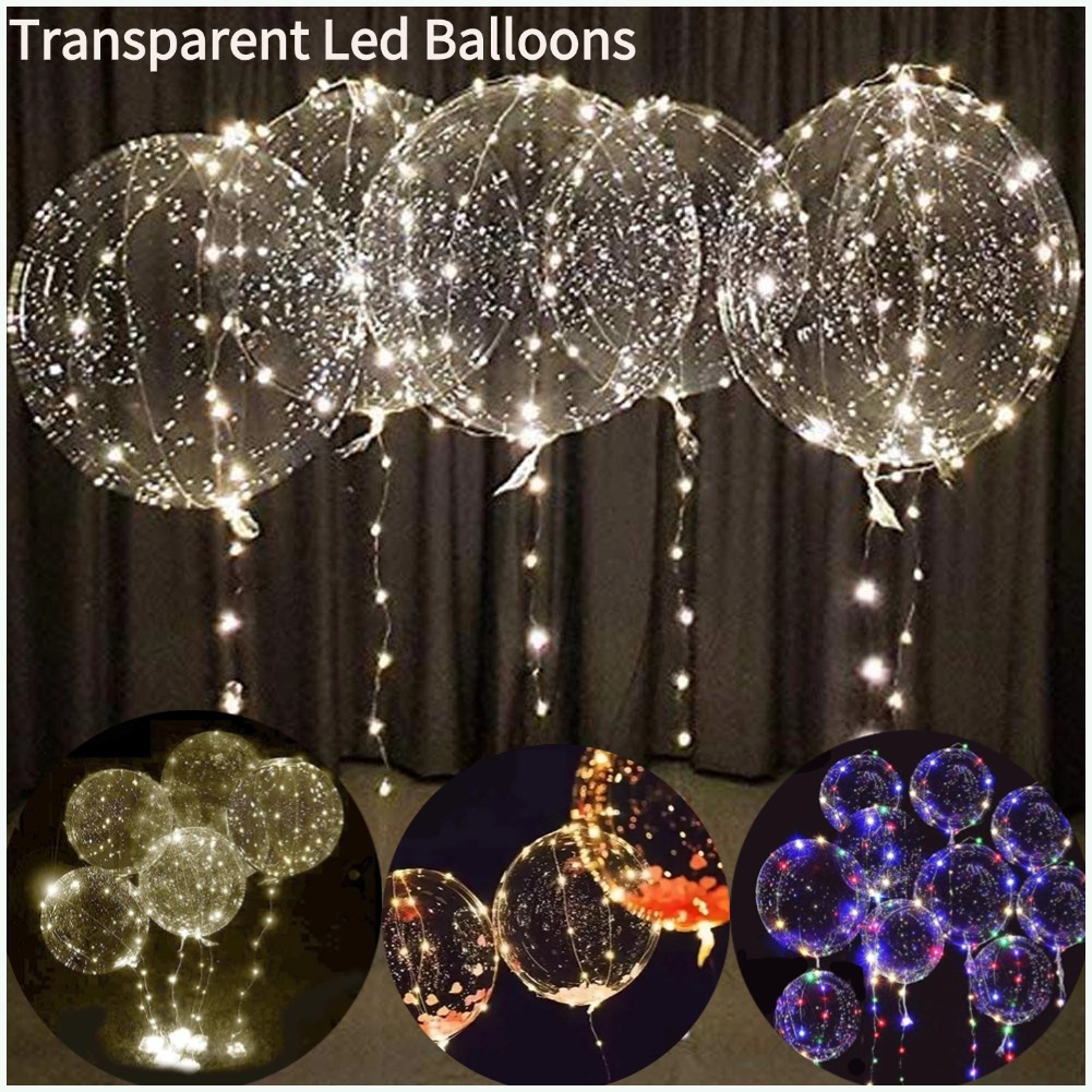 LED-verlichte Bobo-ballonnen Transparante ballonnen met 3M lichtslingers Bubble Ballon Kerst Valentijnsdag LED-ballonnen