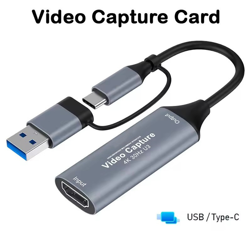 Tarjeta de captura de vídeo USB 3,0 2 en 1, 4K, HDMI, compatible con USB 2,0 tipo C, grabación de grabador de juegos para Switch Xbox PS5/4, transmisión en vivo