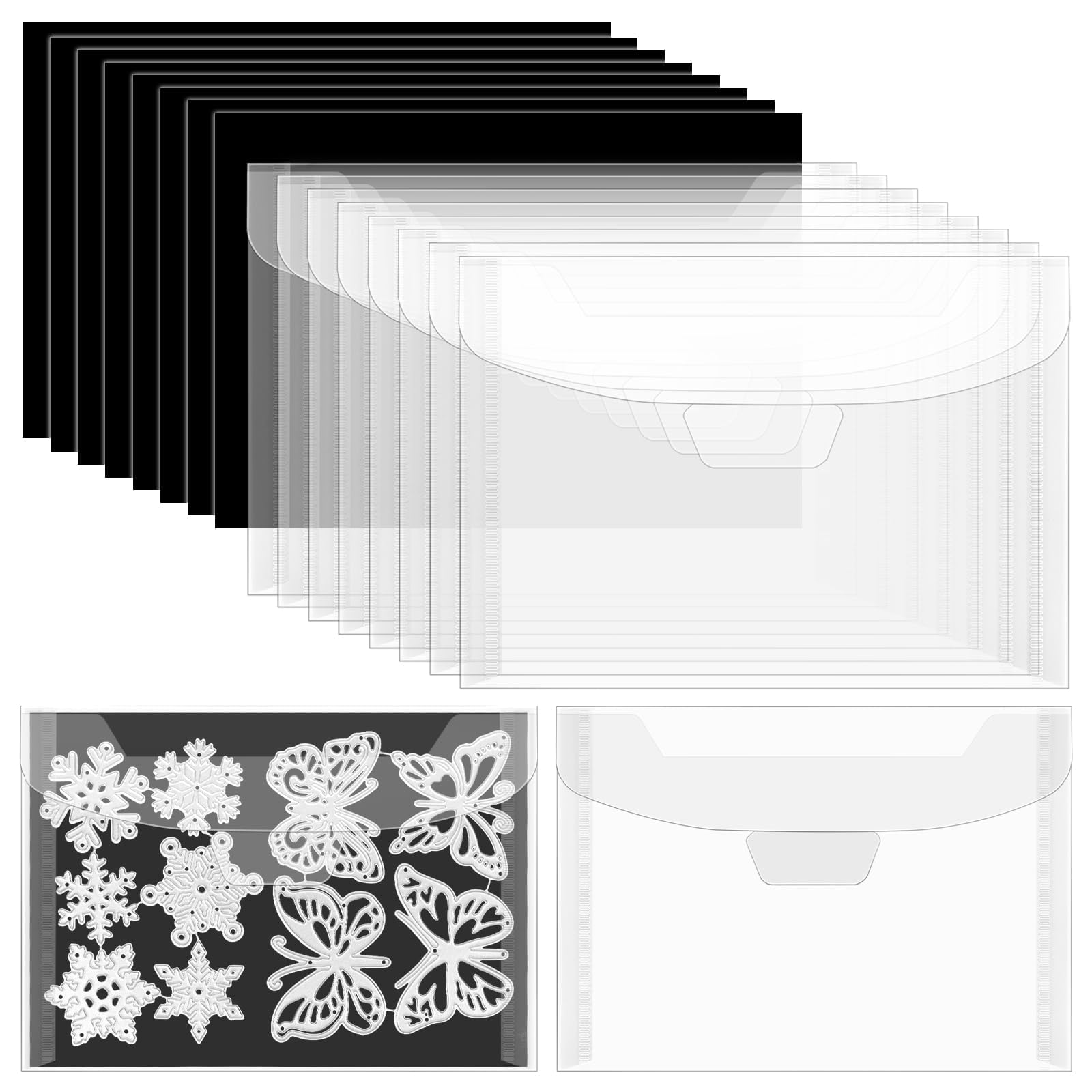Feuilles magnétiques et sacs de dossiers en plastique, rangement pour ranger des matrices de découpe, supports de timbres, organisateur, sacs transparents