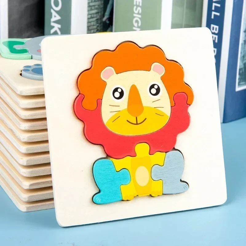 ปริศนาไม้ Montessori สัตว์กล่องที่มีสีสันการเรียนรู้การศึกษาของเล่น Tangram Jigzaw ความรู้ความเข้าใจไม้สําหรับเด็กของขวัญเด็ก