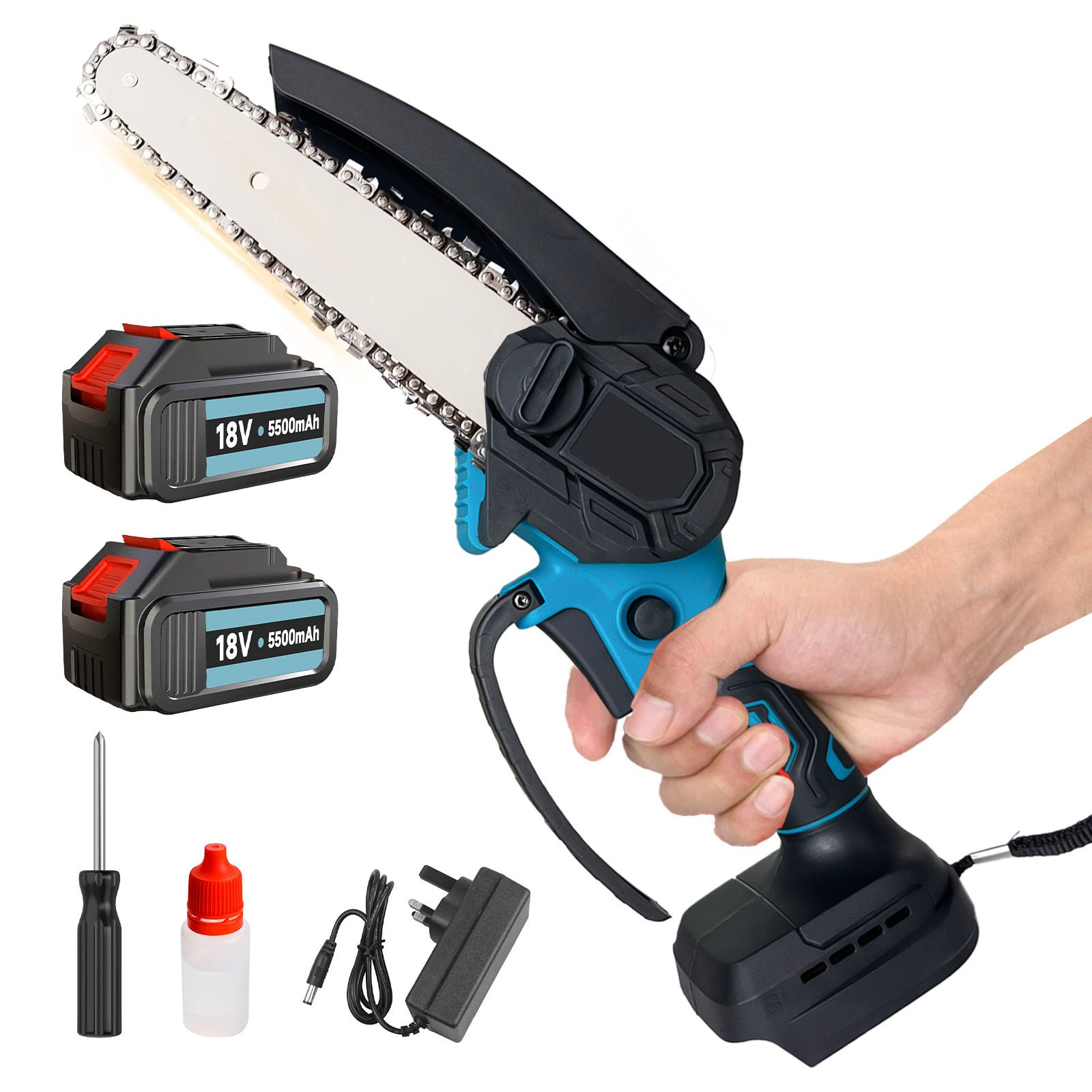 Akku-Kettensäge für Makita 18 V Akku 6 Zoll tragbare Mini-Kettensäge 3000 U/min zum Baum-/Zweig-/Holzschneiden