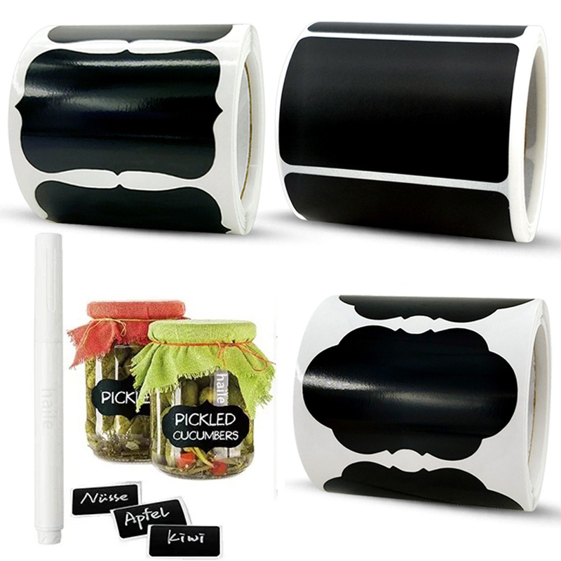 120Pcs/Roll 3 Styles Removable Blackboard Stickers With Erasable Pen Waterproof Chalkboard Labels 1.4*2.2in for Home & Kitchen