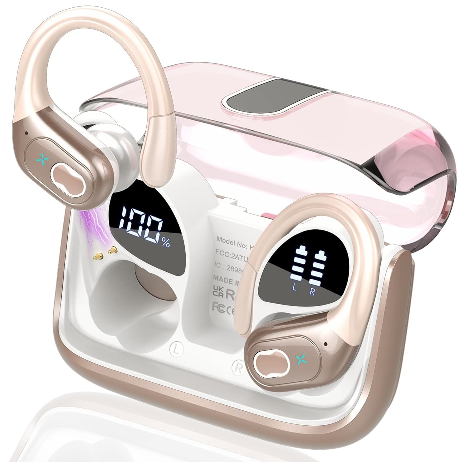 TWS Earphone Bluetooth 5.4, Earbud Olahraga Nirkabel dengan Mikrofon HD, Suara Stereo Tahan Air, Waktu Putar 75 Jam untuk iPhone/Android, Diskon Besar