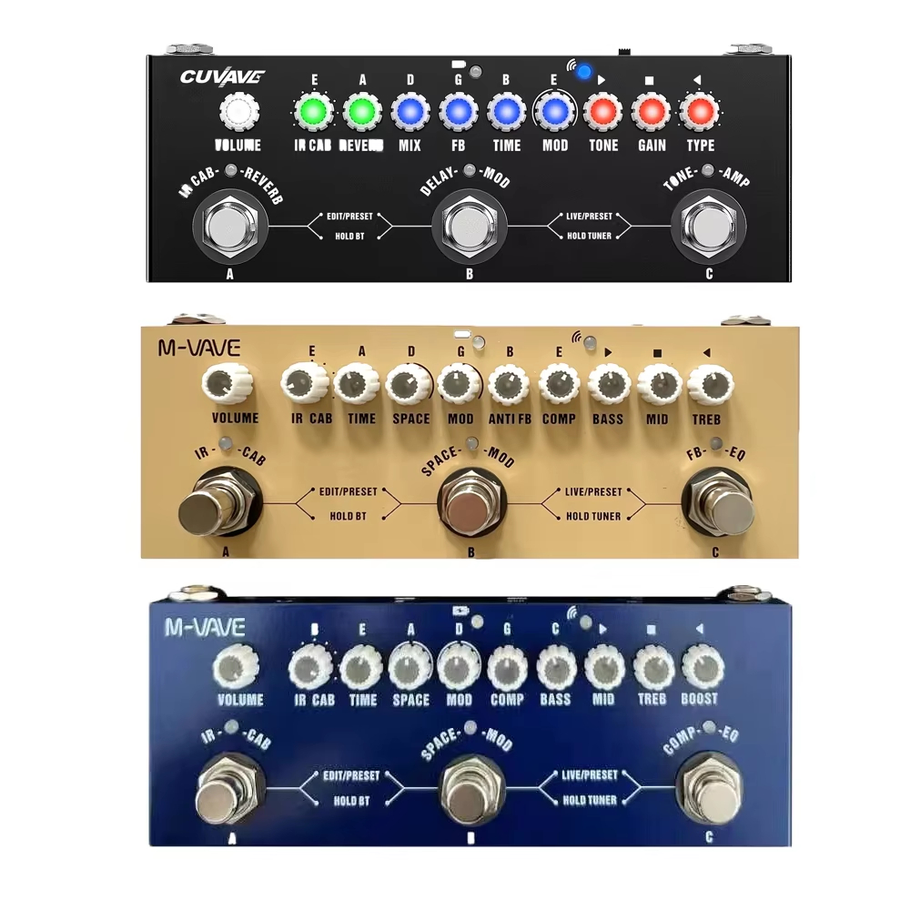 M-VAVE Cube BABY Multi-Effektpedal für E-Gitarre/Bass/Akustikgitarre, 8 IR-Schränke, Simulation M-Vave wiederaufladbares Pedal