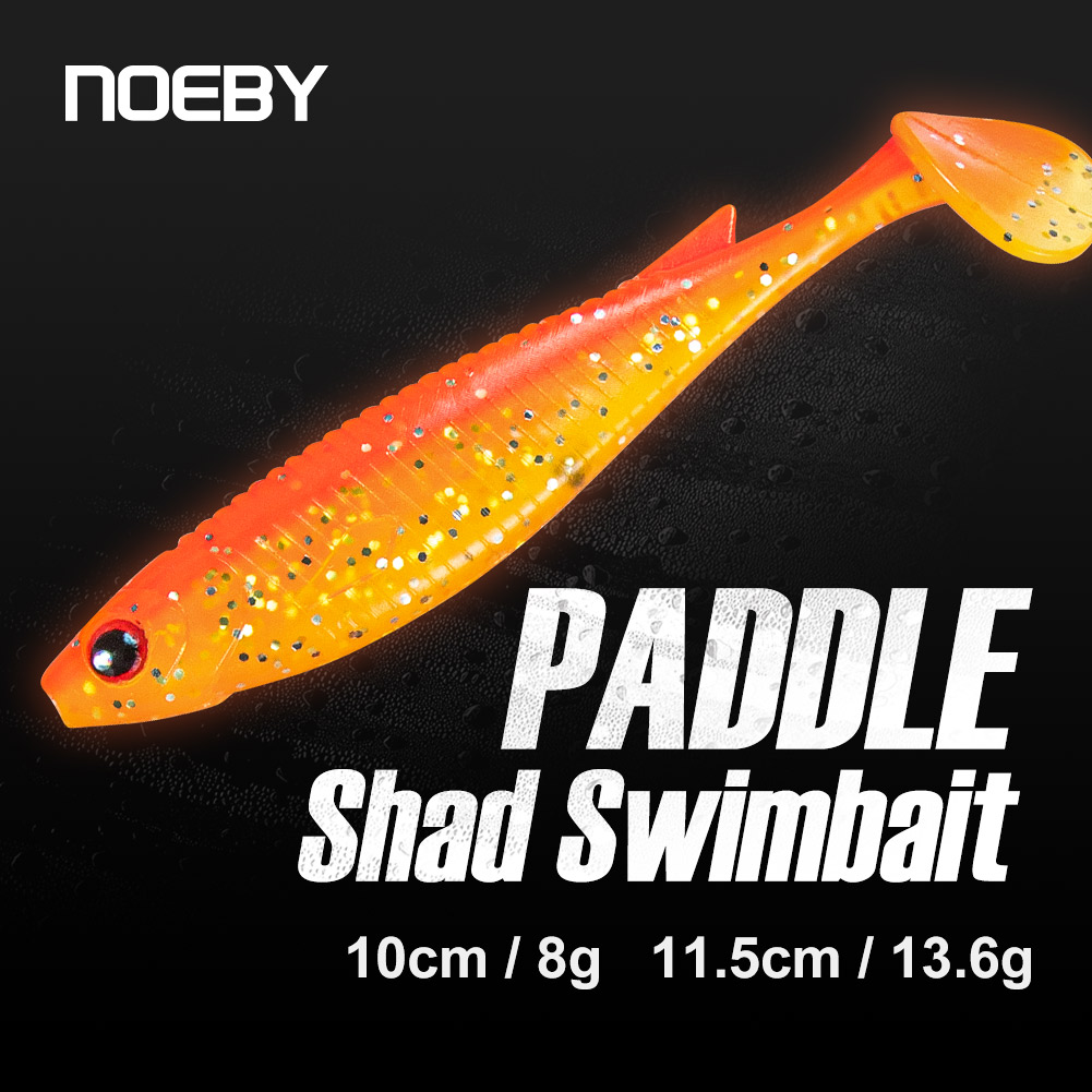 NOEBY 10cm 8g 11,5 cm 13,6g señuelo suave cebo de silicona Jigging Wobbler paleta cola Drive Shad Artificial Swimbait Pike Leurre Souple