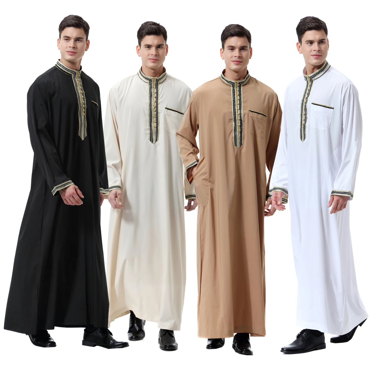Caftán musulmán saudí para hombre, bata Jubba Thobe árabe Thoub Eid Ramadán Turquía Islam Dubai Abaya, ropa tradicional de Oriente Medio