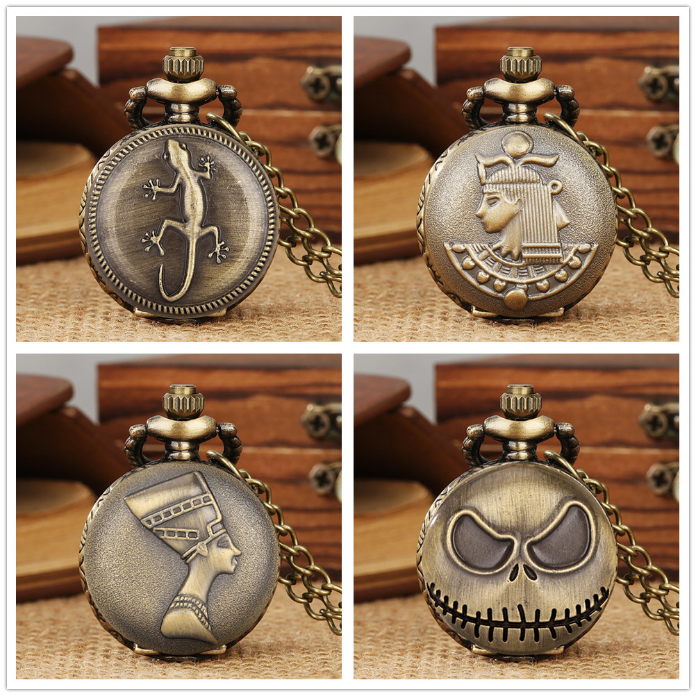 Kleine Größe Bronze Halskette Quarz Taschenuhr Geschenke für Kinder Arabischen Ziffern Display Weiß Zifferblatt Exquisite Tiny Tasche Uhr
