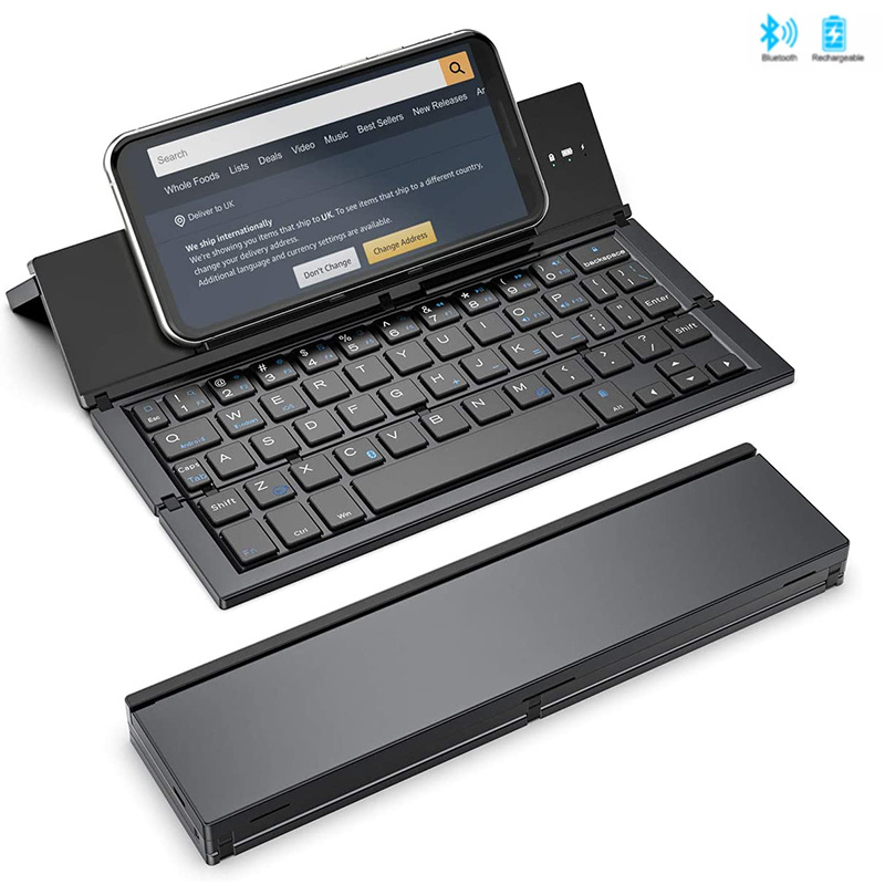 Tastiera tascabile wireless ricaricabile con tastiera Bluetooth pieghevole BOW per iPhone, telefoni Samsung, tablet