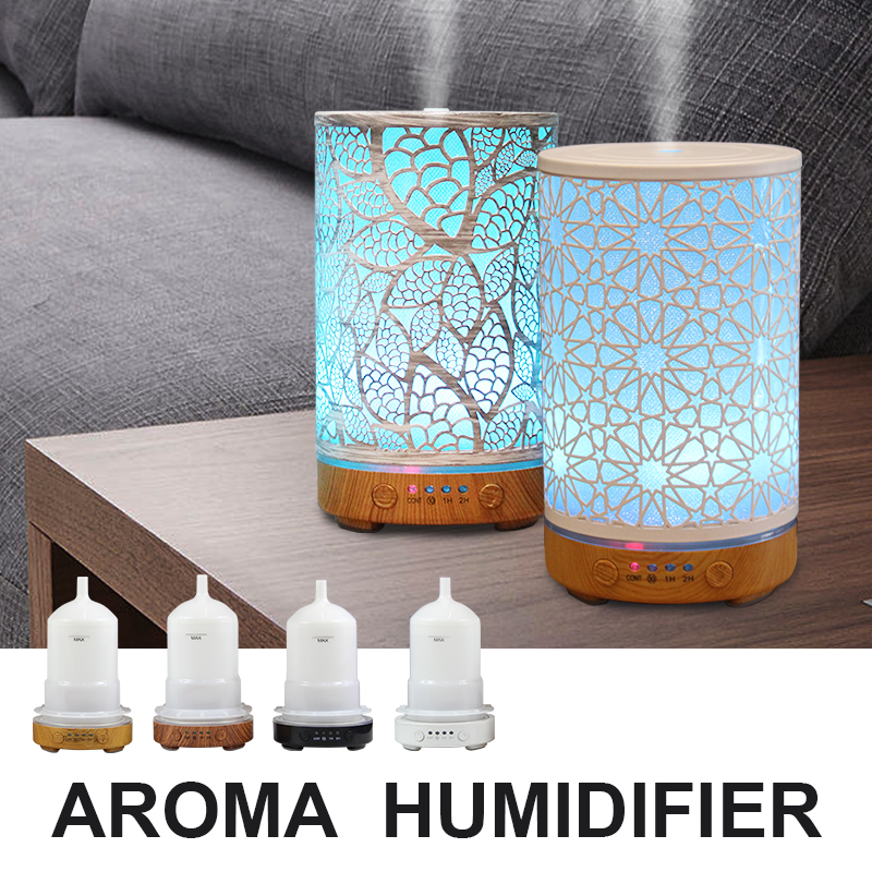 100 ml Diffusor für ätherische Öle, Aromadiffusor, Timing-Funktion, hohler Ultraschall-Luftbefeuchter, Smart-Home-Gerät mit LED-Licht
