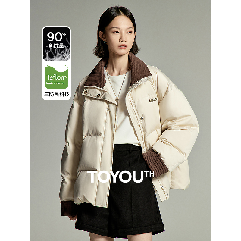 Toyouth-女性の長袖ルーズシックコート、ニットスプライシング、アプリコットブルーアウター、冬のダウンジャケット、ラペル、用途、2022
