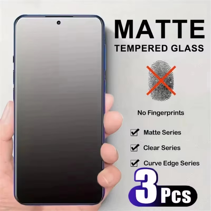 3Pcs Matte Tempered Glass For Samsung S25 Ultra S24 FE S22 S23 A56 5G A55 A54 A53 A52 A35 A33 A36 A25 Frosted Screen Protector