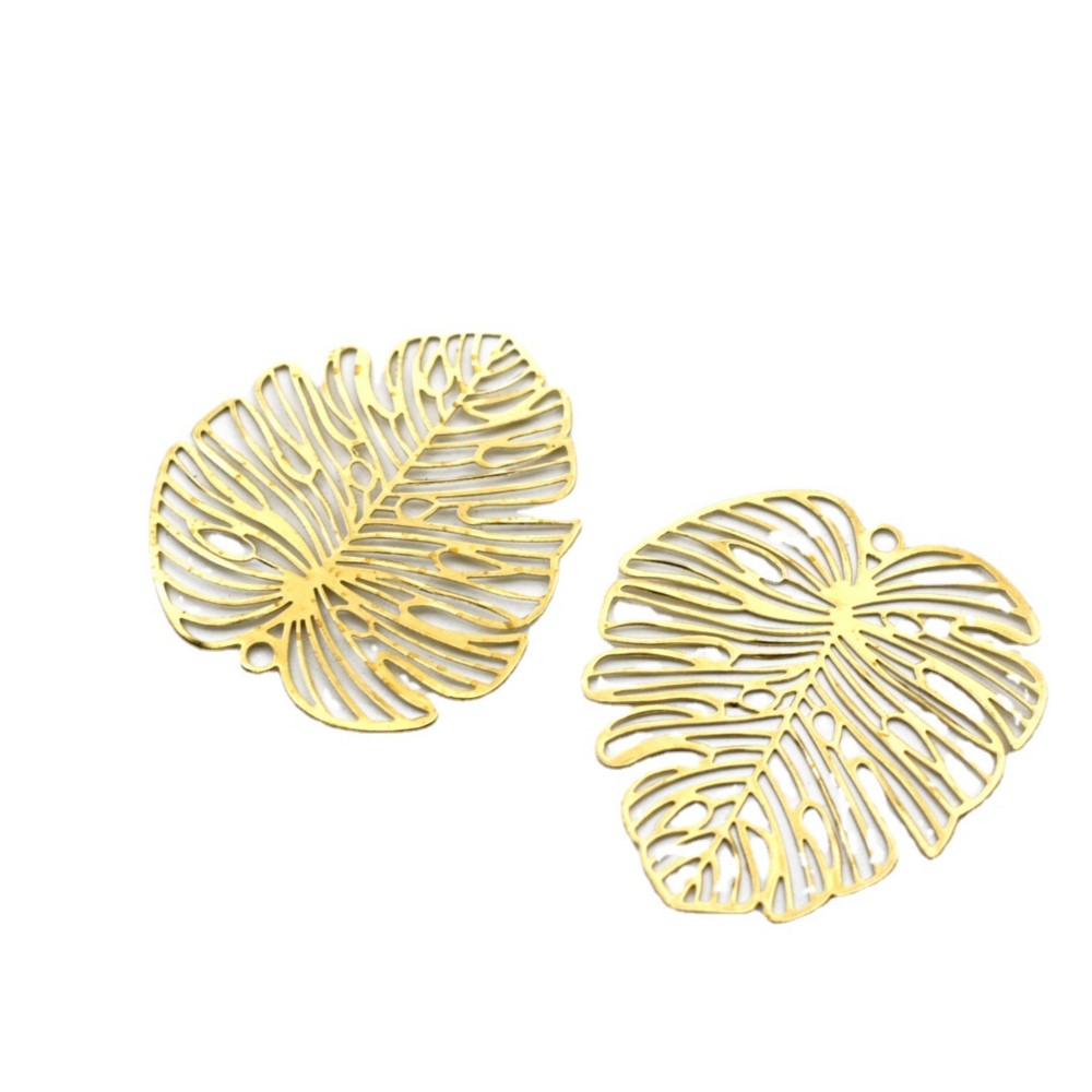 Breloques creuses en feuilles de palmier pour femme, pendentif pour bricolage, mode, collier, boucle d'oreille, bijoux, résultats exécutifs, accessoires, 5 pièces, 45x50mm