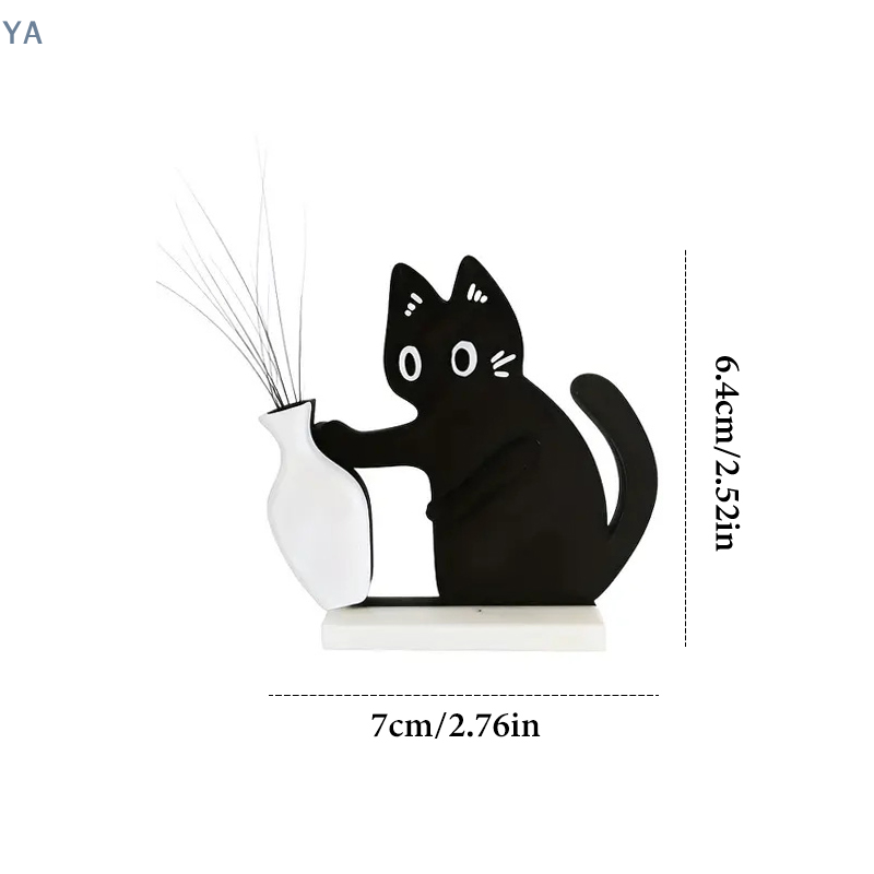 [L]黒猫の花瓶型デコレーション、猫のひげコレクション＆メモリアルボックス、冷蔵庫用マグネット、家の装飾、猫愛好家への完璧な贈り物