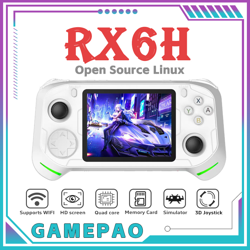 Портативная игровая консоль Open Source RX6H Retro с Linux-системой, 3,5-дюймовым IPS-экраном, 64 ГБ памяти и поддержкой игр
