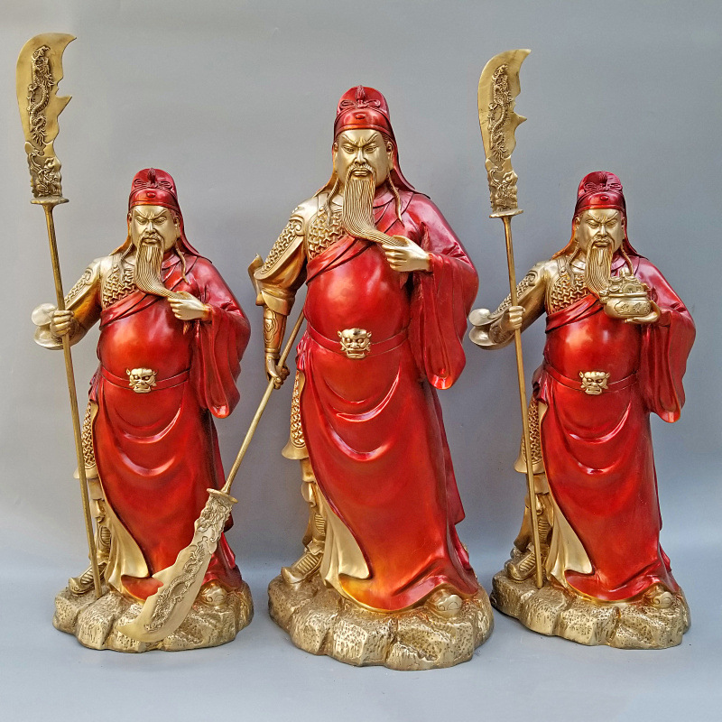 Hand-Painted Bronze Guan Yu and Wu Wealth God Statue Ornament, Wu Wealth God Living Room Decoration, Guan Er Ye Home Entrance De