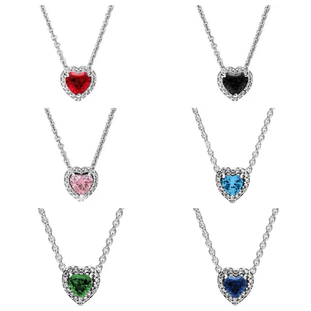2024 herzförmige, erhöhte Herz-Halskette aus 925er-Sterlingsilber in Rot, Rosa, Blau und Weiß, Liebhaber-Weihnachtsgeschenk-Schmuck
