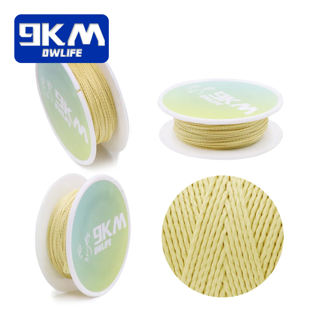 Garis Bantuan Pancing Kevlar 100 ~ 1500lb Tali Layang-layang Terbang Kepang Tahan Aus Luar Ruangan Berkemah Hiking Tahan Api 0.8 ~ 3.5Mm