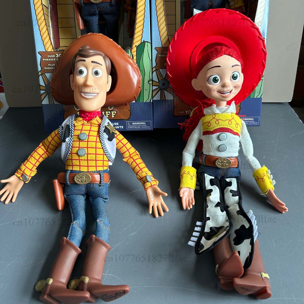 Histoire 3 4 parlant Woody Jessie figurines d'action tissus réels corps poupée chanter doux figurine modèle jouets voix poupée bureau ornement