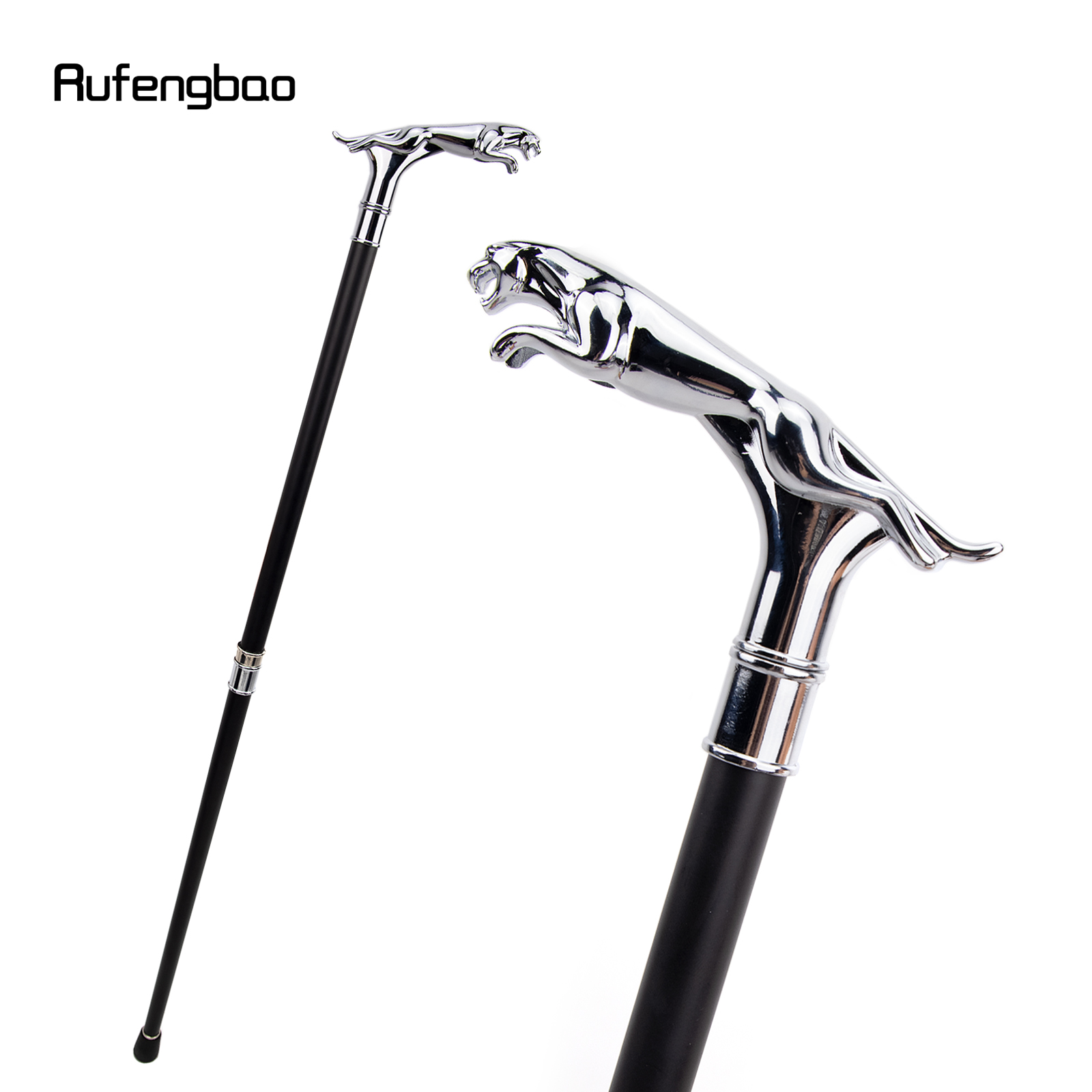 Zilveren luxe luipaard met staart mode wandelstok voor feest decoratieve wandelstok elegante Crosier knop wandelstok 93cm
