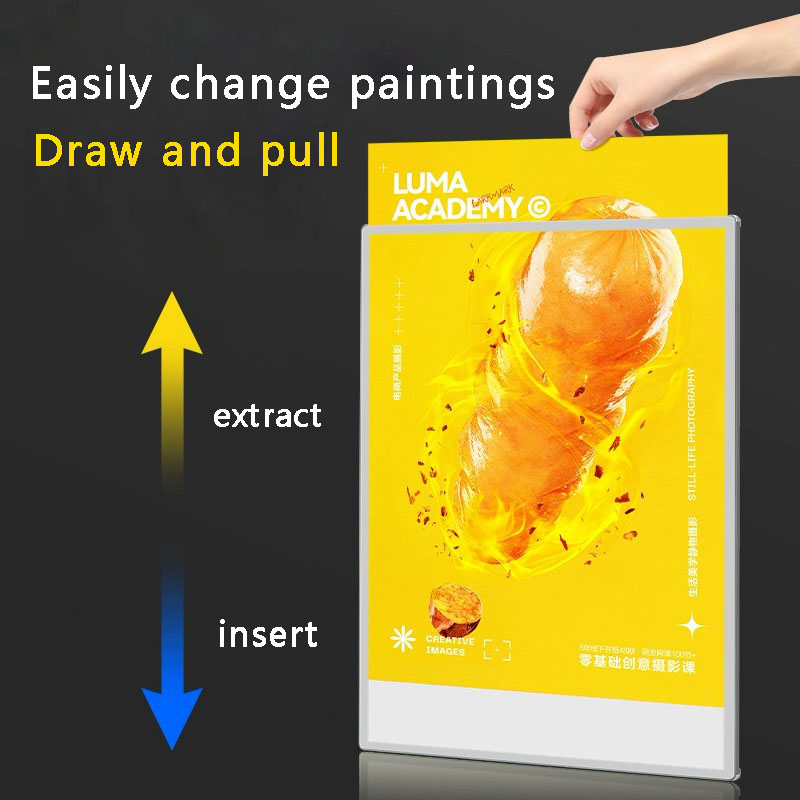 Tablero publicitario A2/A3/A4, pantalla de carteles, caja de luz LED ultrafina para publicidad, tablero de menú, marco de aleación de aluminio de vidrio templado