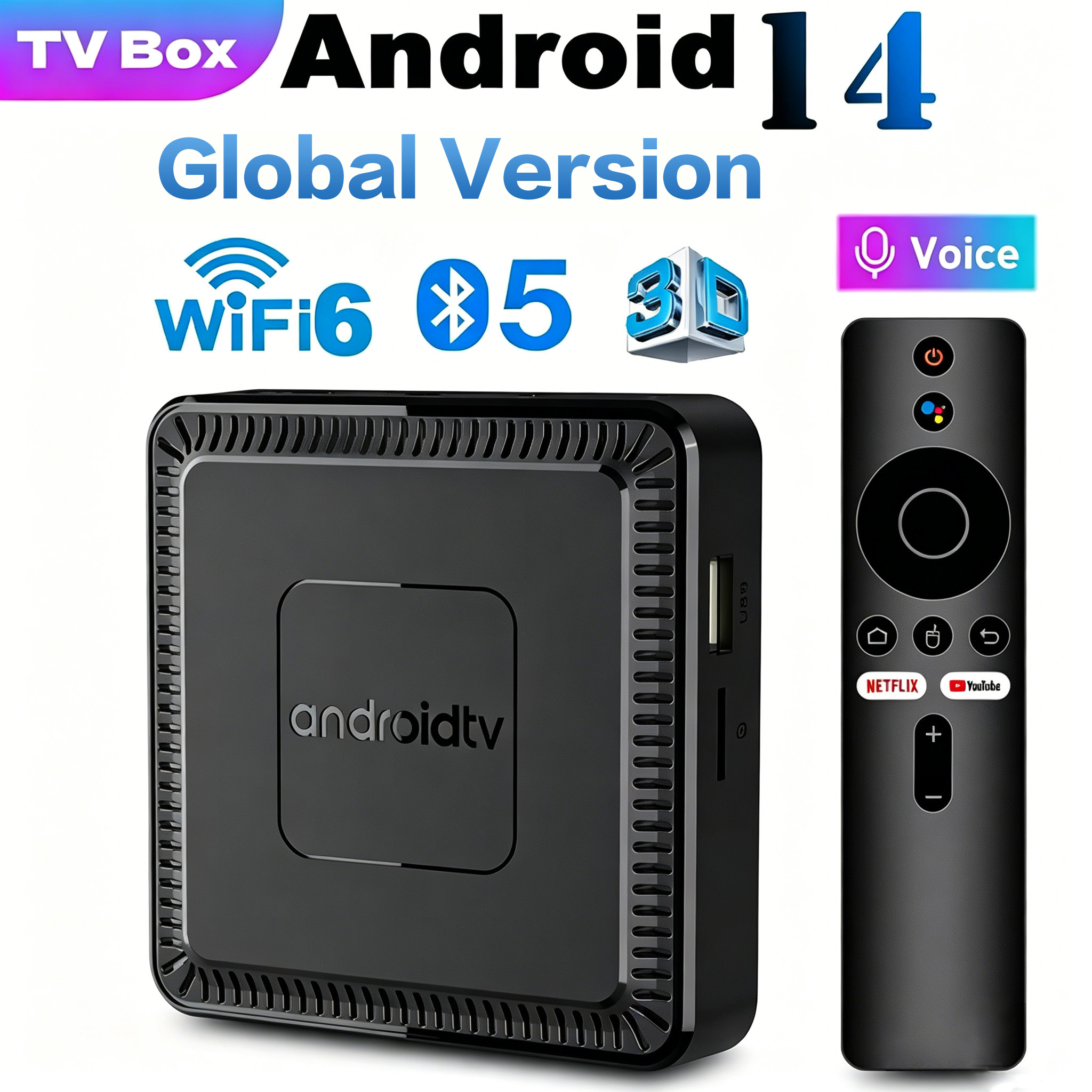 2025 Nowy Smart TV Box Q7 Android14 Allwinner H313 2GB+16GB ROM Dual-Band WiFi 6 Bluetooth 5.2 Google Voice Remote Media Player