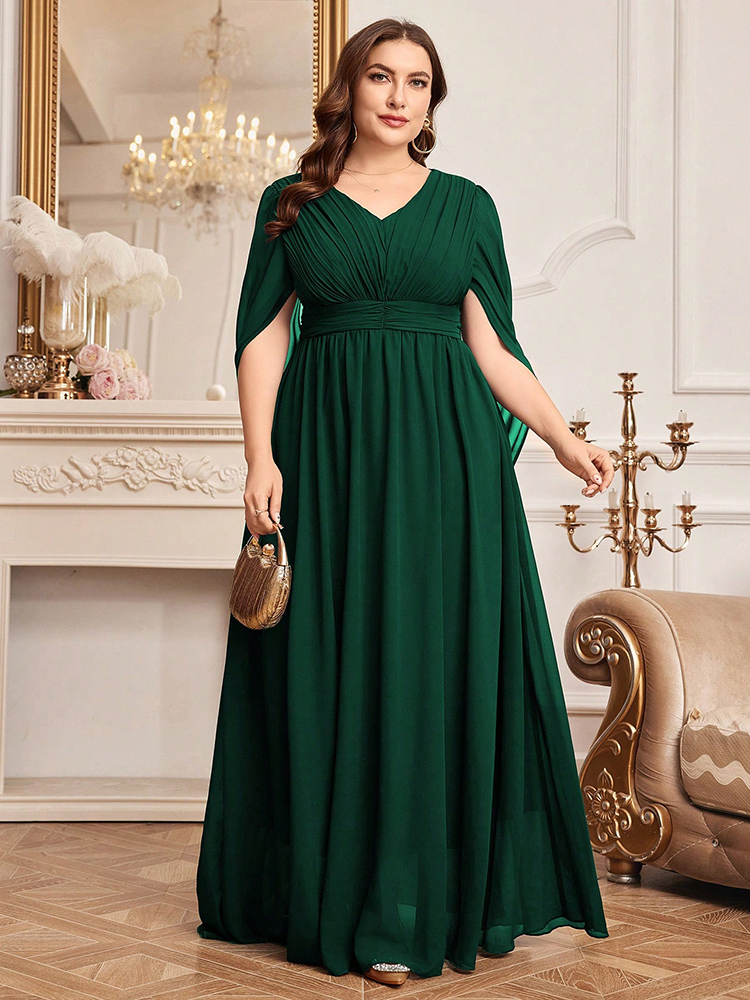 TOLEEN-Vestidos lisos con cuello en V para mujer, pretina adornada, de lujo, elegante, para noche, graduación, fiesta, dama de honor, talla grande, 2024