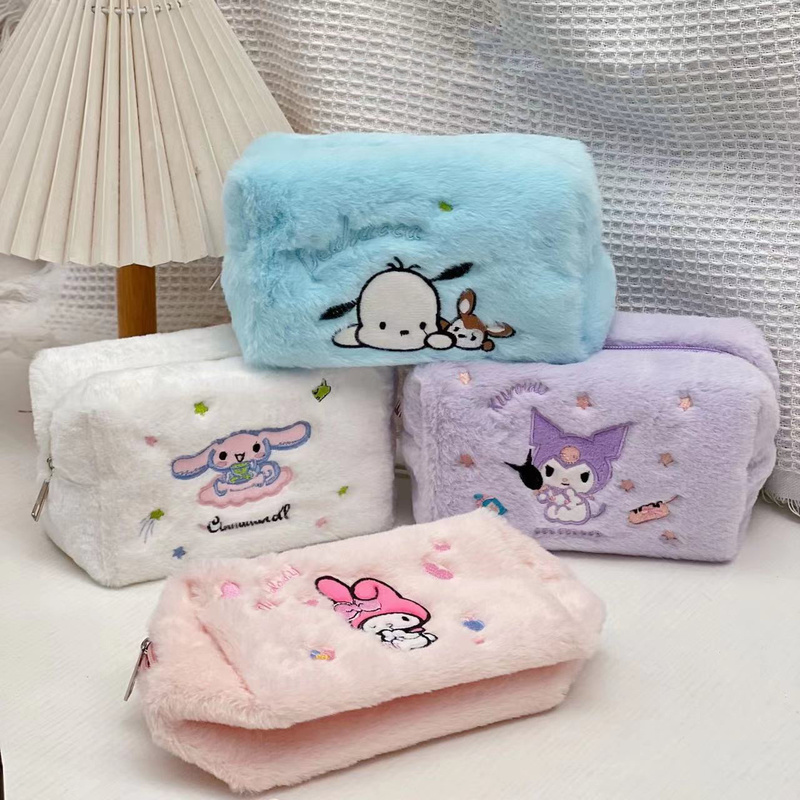 Sanrio Plush ดินสอ Kawaii Cinnamoroll Kuromi My Melody ขนาดใหญ่ความจุดินสอกระเป๋าปากกาอุปกรณ์โรงเรียนเครื่องเขียนของขวัญ