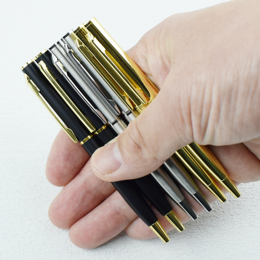 Mini stylos à bille à Action torsadée en métal, double recharge bleue et noire, outils d'écriture portables pour le bureau, les voyages et l'école, 2 pièces/ensemble
