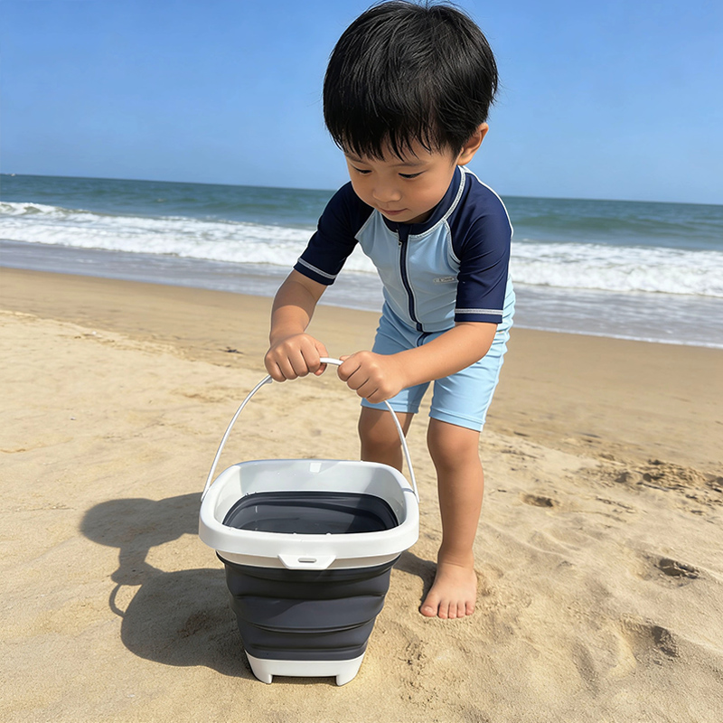 Ember Pantai Lipat Portabel, Ember Air Lipat, Aksesori Pistol Air Esensial untuk Anak, Kesenangan Bermain Pasir dan Air di Pantai Musim Panas