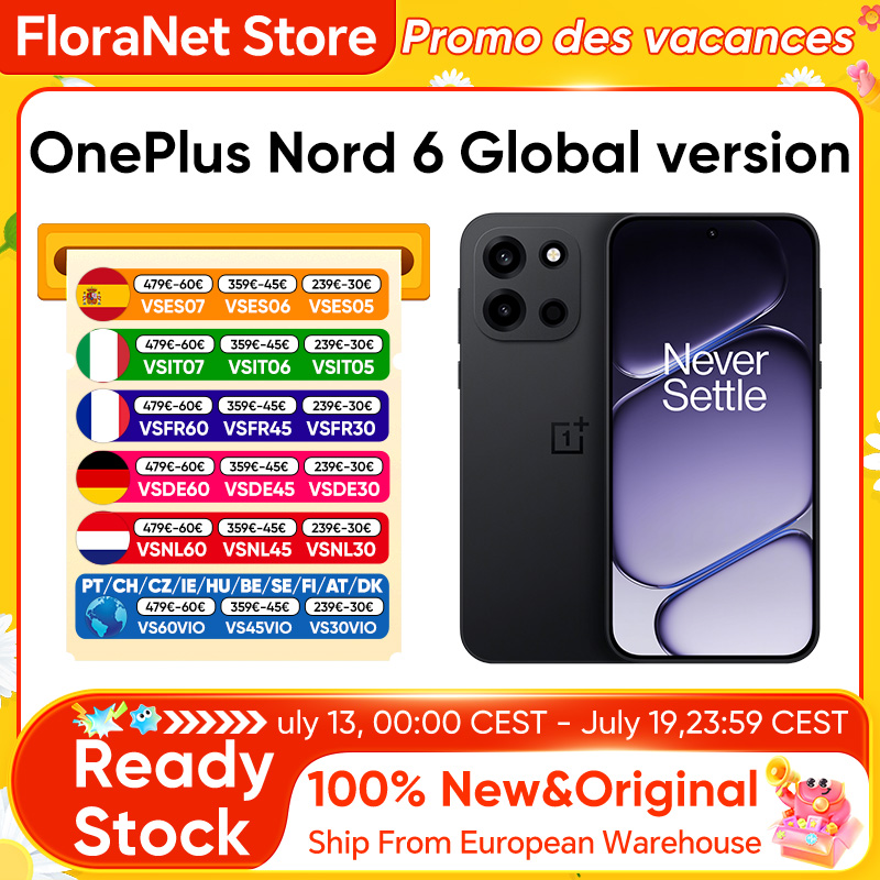 OnePlus Nord 6 5G Smartphone Versione Globale Snapdragon 8s Gen 4 Display AMOLED da 6,78” 165Hz 165FPS Batteria da 7500mAh Ricarica SUPERVOOC da 80W Fotocamera principale SONY da 50MP con OIS a doppio asse