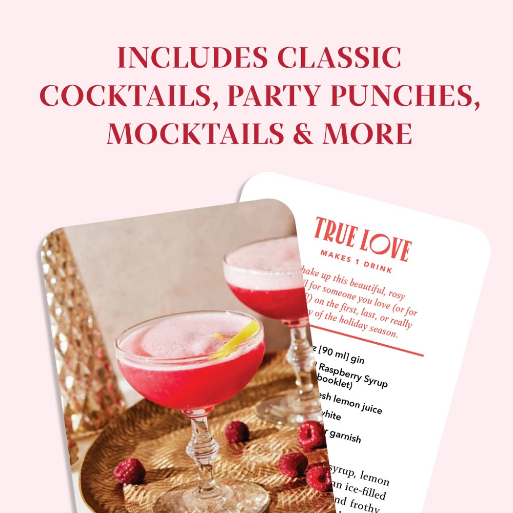 Mazzo di cocktail molto allegro da 10,4 * 7,3 cm: 50 carte di ricette di bevande festive presenta una deliziosa ricetta di cocktail e foto di accompagnamento