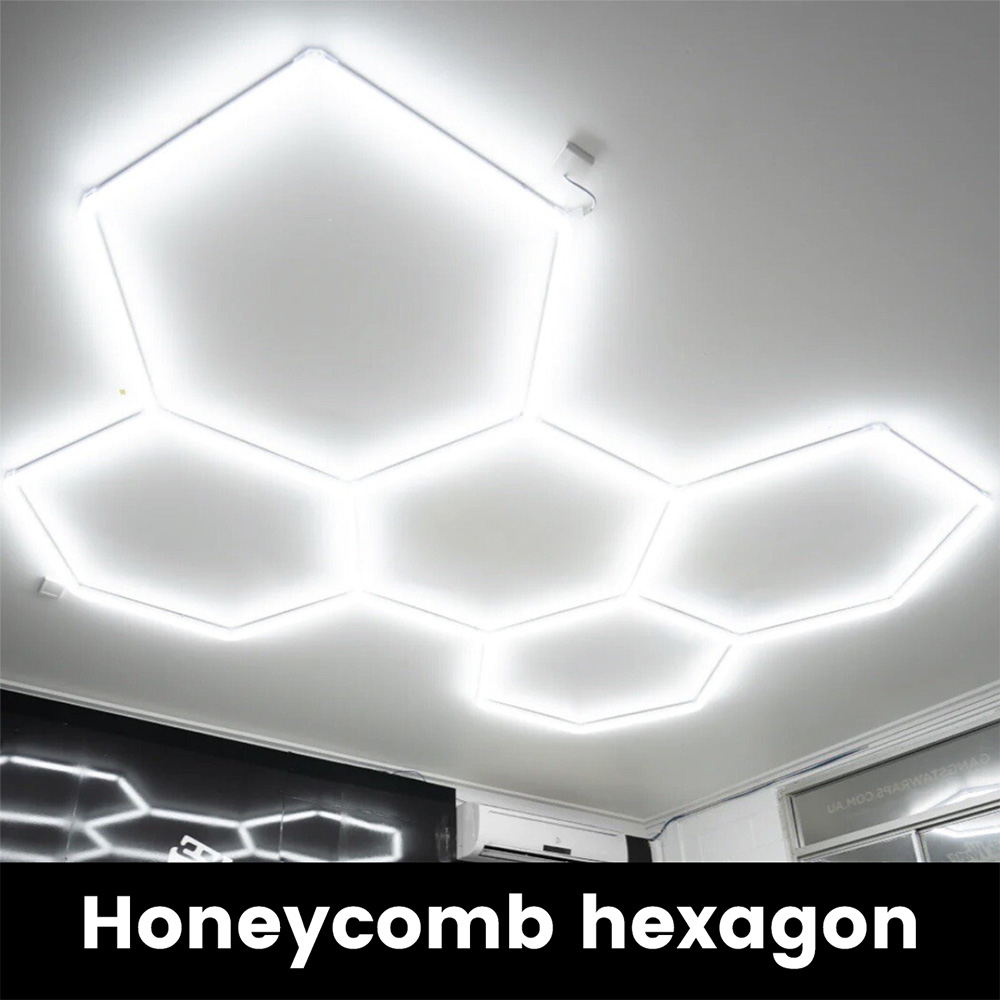 ガレージ用ハニカム六角形LED白色光超高輝度6500K色温度、天井に設置、ガレージに最適