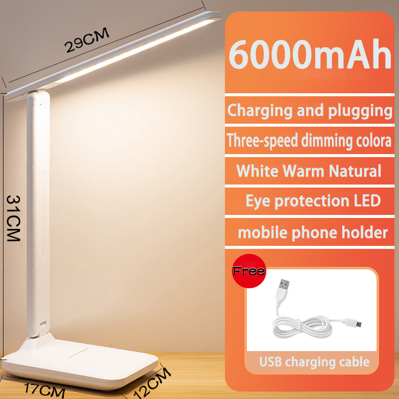 Lâmpada de mesa led proteção para os olhos toque regulável led luz leitura estudante dormitório quarto leitura usb recarregável lâmpada mesa