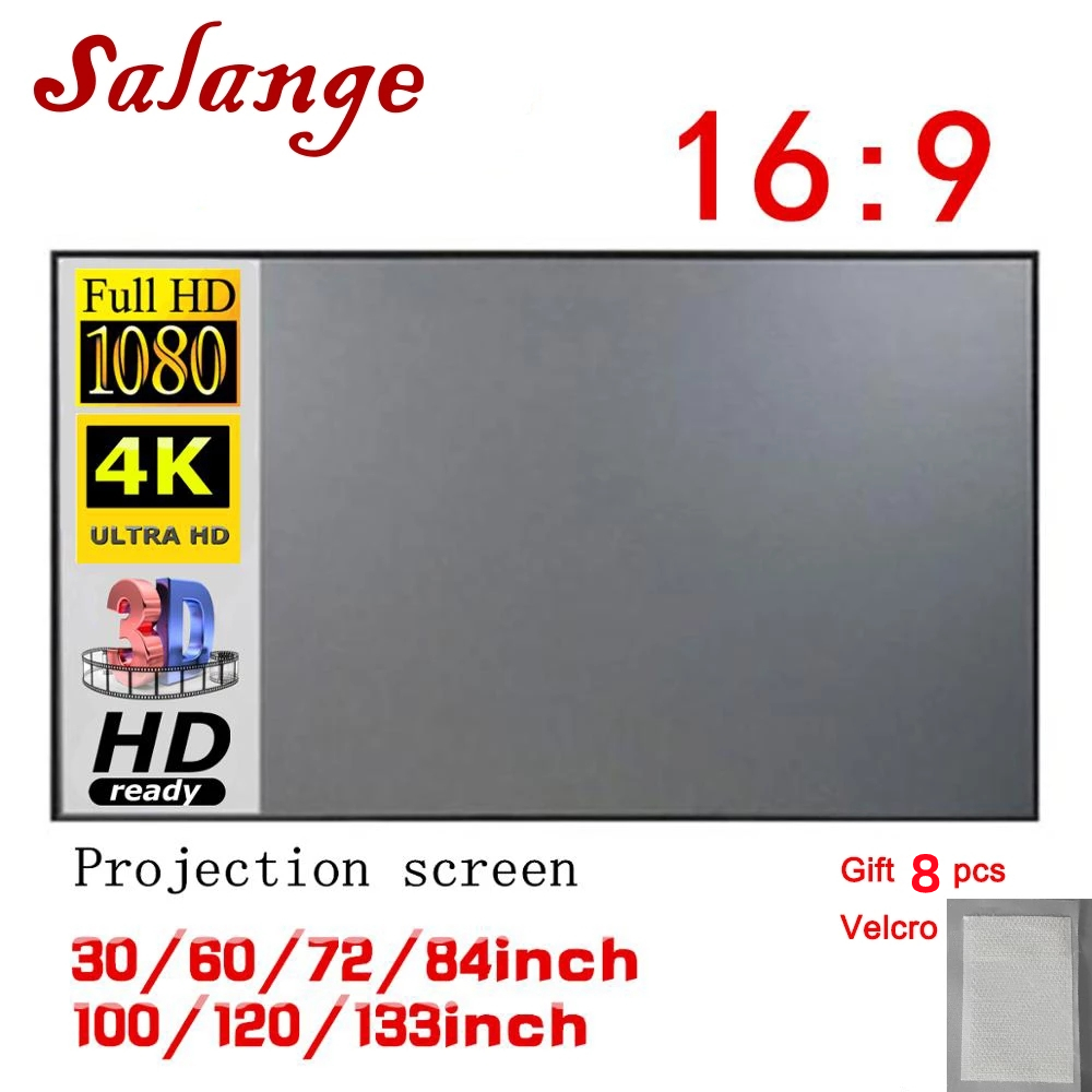 Salange โปรเจคเตอร์หน้าจอผ้า 100 120 นิ้วหน้าจอโปรเจคเตอร์แบบพกพาผ้าสะท้อนแสงสําหรับ XGIMI H3 H2 YG400 สําหรับ Xiaomi Beamer