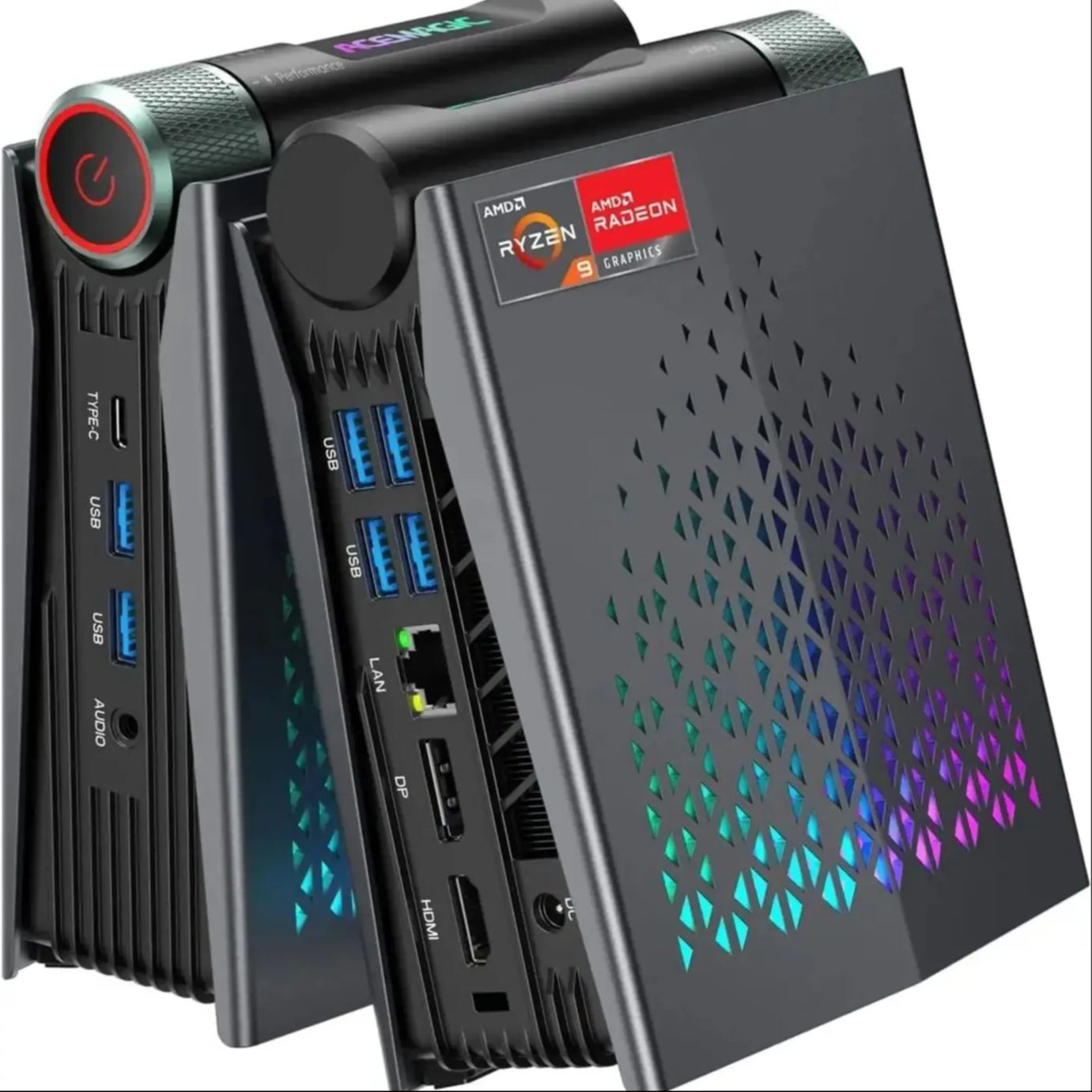 Mini PC AMD Ryzen CPU Windows 11 Pro Mini Computer 6900HX 16GB RAM 512GB SSD Wifi6 BT5.2 met RGB-verlichting 4K triple display ACEMAGIC