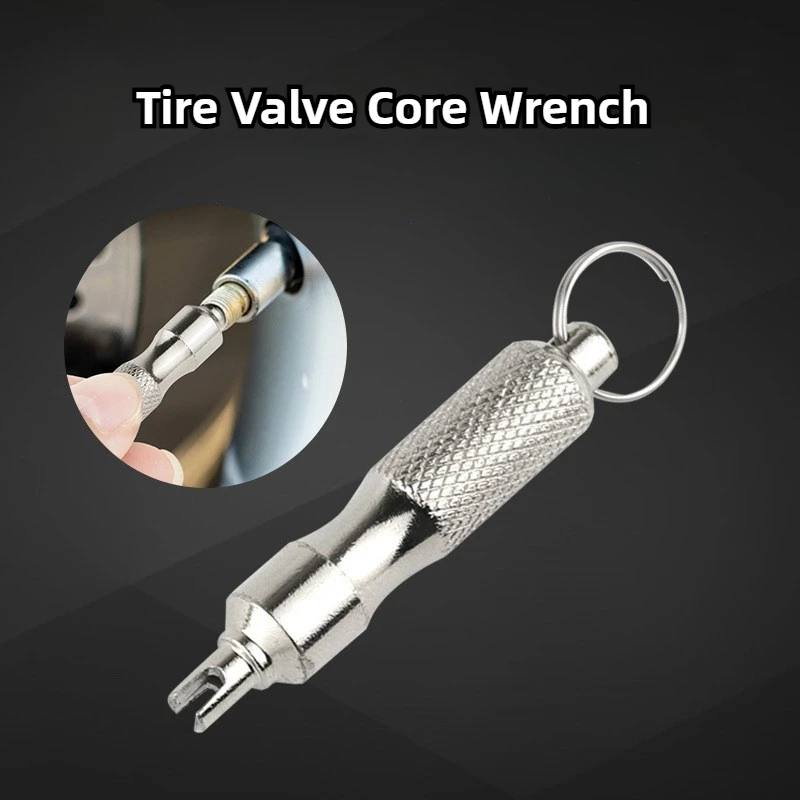 Chave de fenda universal para reparo de pneus, chave de válvula à prova de ferrugem de aço inoxidável com chaveiro para carro, motocicleta, reparo de emergência na estrada