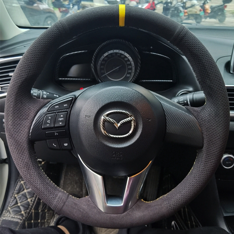 Custom พวงมาลัยรถยนต์ Braid Soft Suede 100% Fit สำหรับ Mazda 3 Axela Mazda 6 Atenza มาสด้า2 CX-3 CX3 CX-5 CX5 Scion