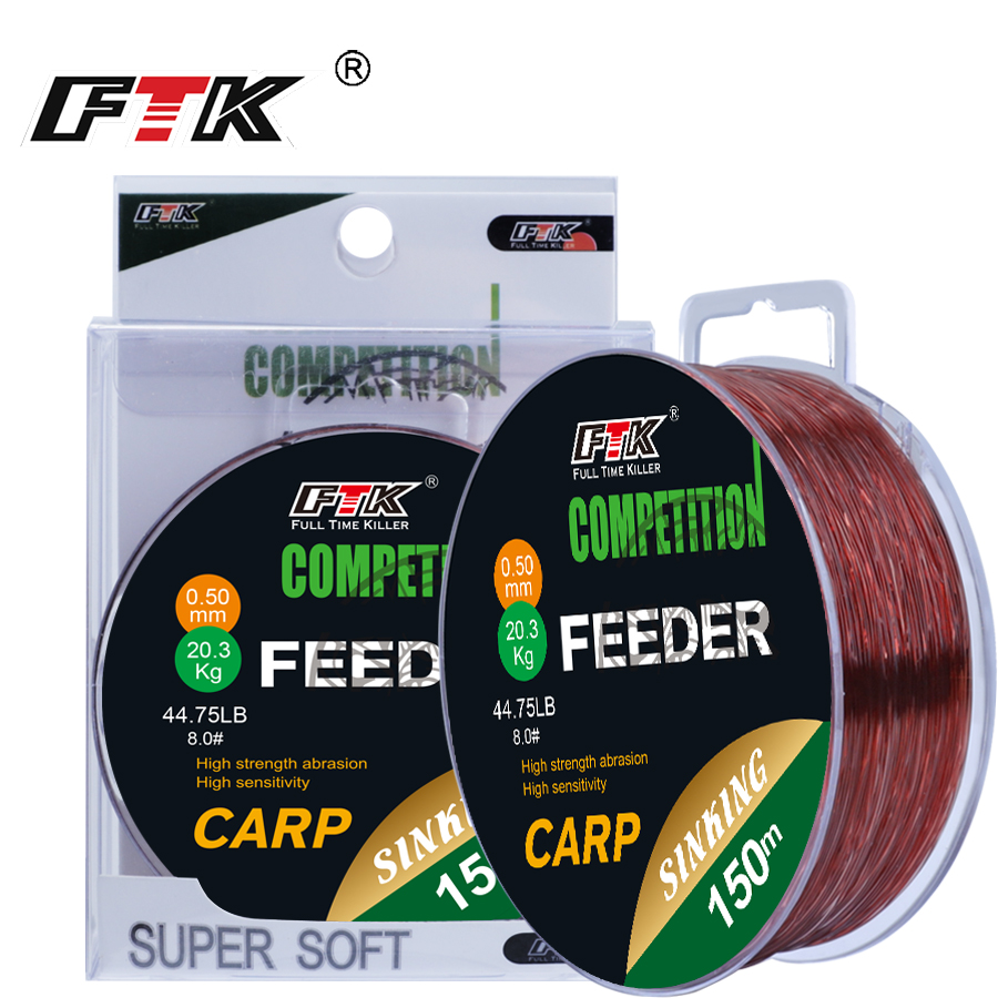 FTK 150M 300M Super Starke Nylon Angelschnur 0,14 MM-0,50 MM Fluorkohlenstoff Beschichtung Monofilament Karpfen Angelschnur 15,35LB-44,75LB